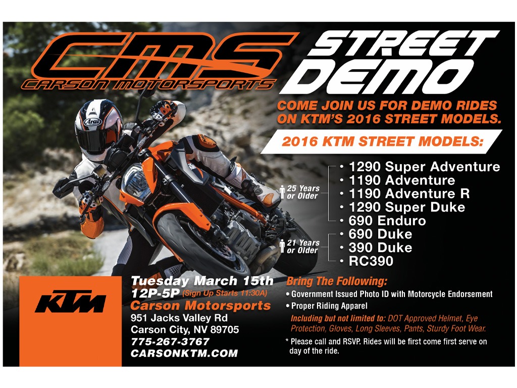 Carson Motorsports KTM Street Demo Flyer