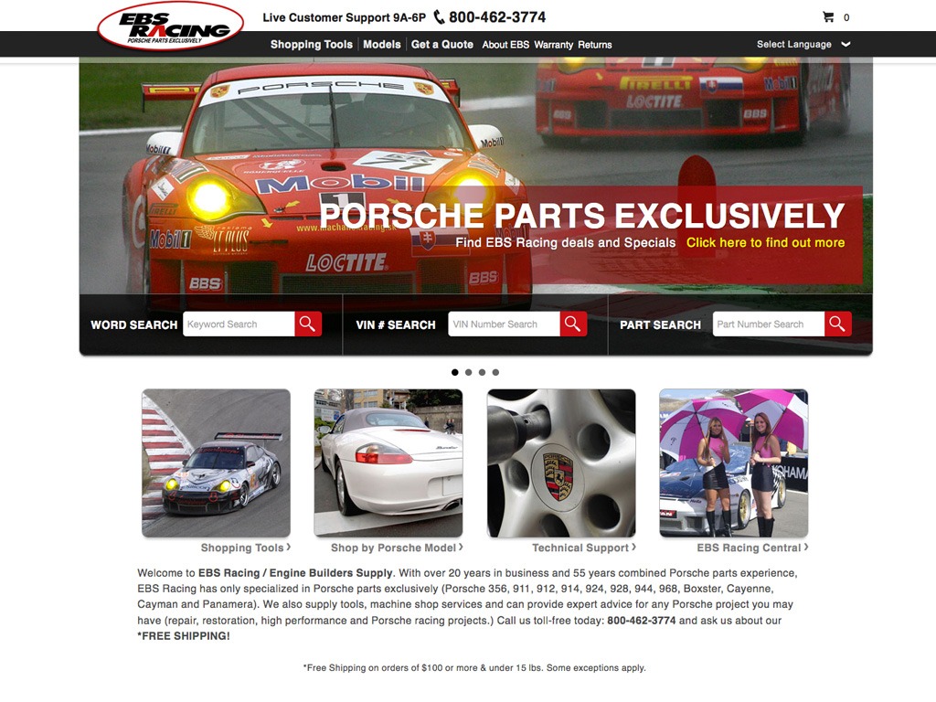 EBS Racing Automotive e-Commerce Design and Development