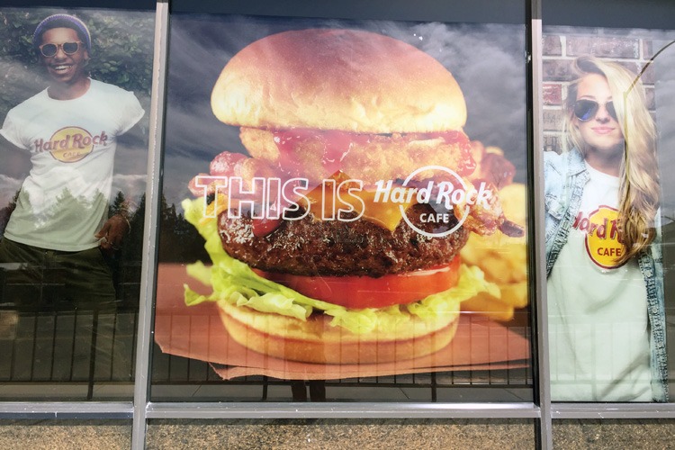 Hard Rock Cafe Retail Store Reverse Printed Window Advertising