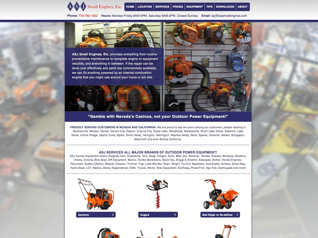 ASJ Small Engines eCommerce Website Design and Development