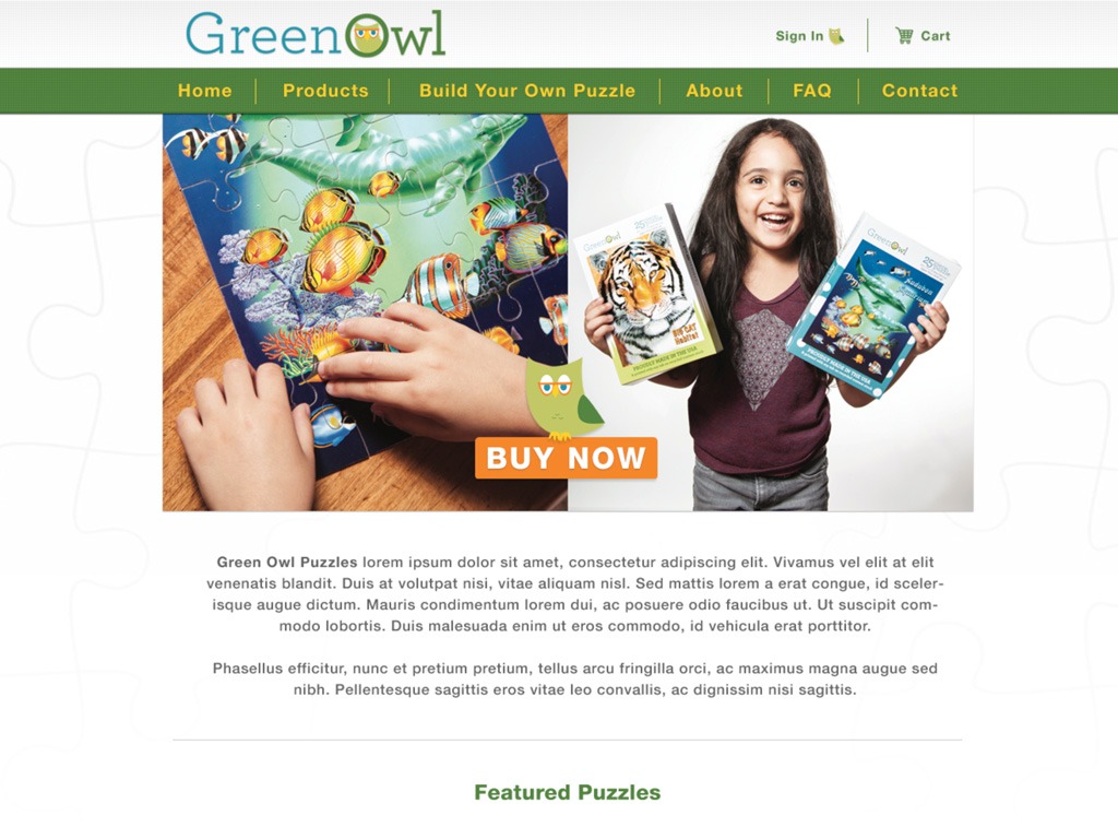 Green Owl Puzzles Social Commerce Site Design and Development